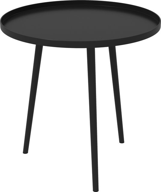 Outsunny Beistelltisch Garten Schwarz aus Stahl mit erhöhtem Rand, runder Kaffeetisch für Outdoor und Indoor, Durchmesser: 40 cm, Höhe: 50 cm - Bild 1