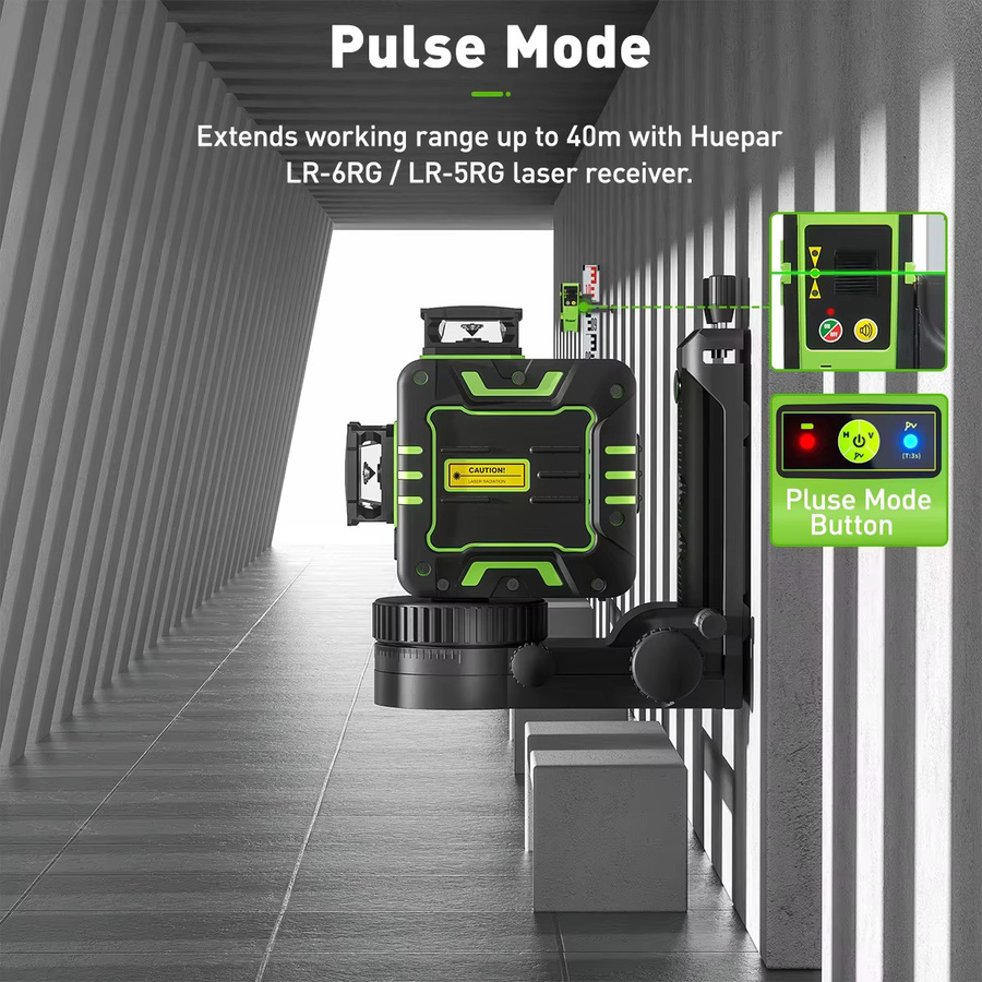 Huepar 3D 12-Linien Osram Laser Level Selbstnivellierend Grün 360 Grad mit Kreuzlinien - Bild 5
