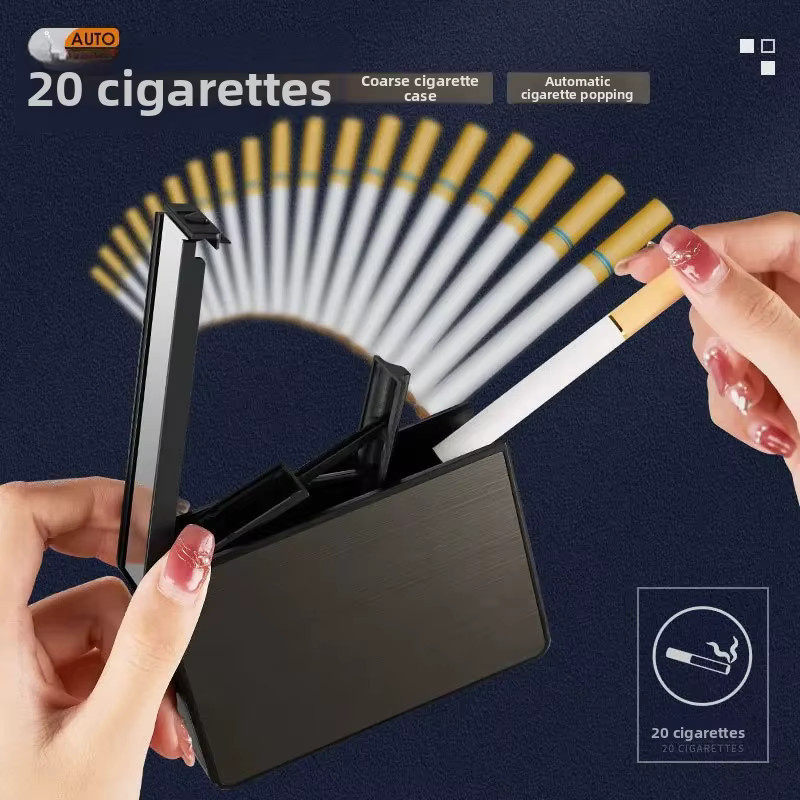KeYi Business Zigarettenetui aus Metall, wasserdicht und tragbar, Schwarz, Platz für 20 Zigaretten (7,6 mm) - Bild 2
