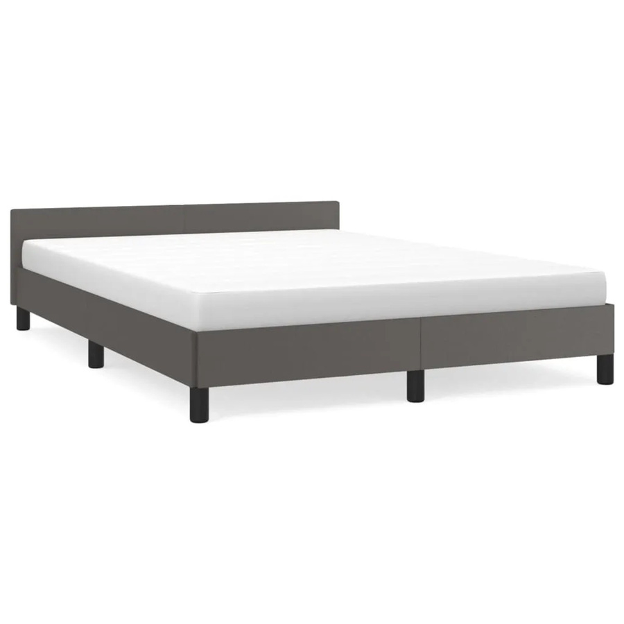 vidaXL Bettgestell mit Kopfteil in Grau aus Kunstleder, B/T/H: 140 x 190 x 143 cm - Bild 2