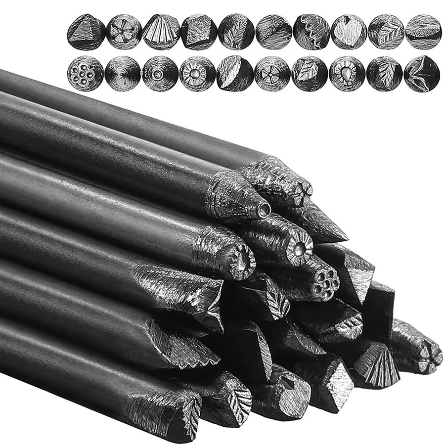 ABUN 20er Set Blumenstanzer aus Stahl mit 4 mm Stempel für Schmuck DIY in Schwarz und Silber - Bild 3