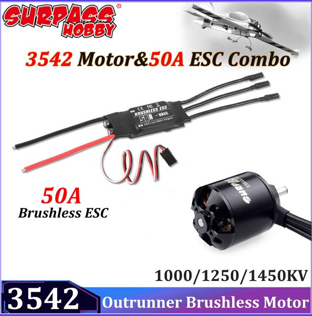 Übertreffen Hobby Bürstenloser Motor, 50A ESC, Zubehör, Metall, Schwarz - Bild 1