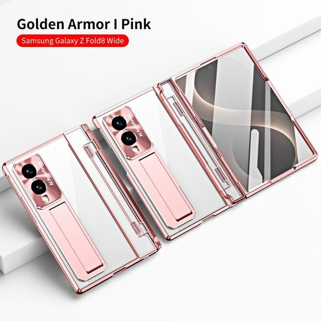 Loobival Schutzhülle für Samsung Galaxy Z Fold 8 und Z Fold 7, transparente Rüstungs-Hülle mit Galvanisierung, Rose Gold, kabelloses Laden kompatibel - Bild 1