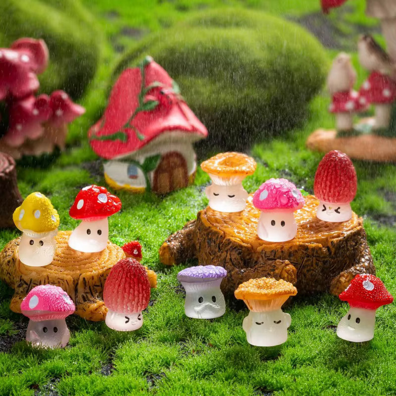 24 Stück leuchtende Mini-Pilzfiguren von XMSJ in Multicolor für Feengarten, Terrarium und Mikro-Landschaftshandwerk - Bild 3