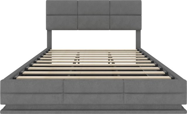 okwish Polsterbett Grau mit LED-Beleuchtung, USB-Anschluss und Hydraulik-Stauraum, B/T: 180 x 200 cm - Bild 1