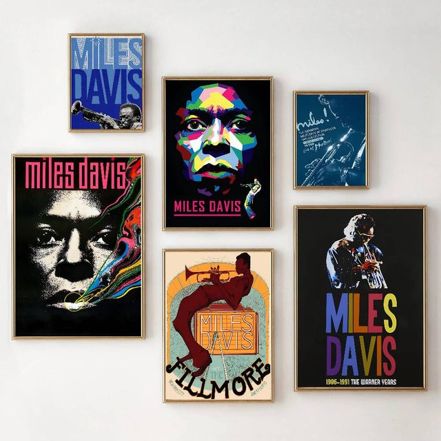 Rastar Miles Davis Kind Of Blue Poster Selbstklebende Wandkunst im Retro-Stil, Mehrfarbig, B: 18,0 cm, H: 18,0 cm - Bild 1