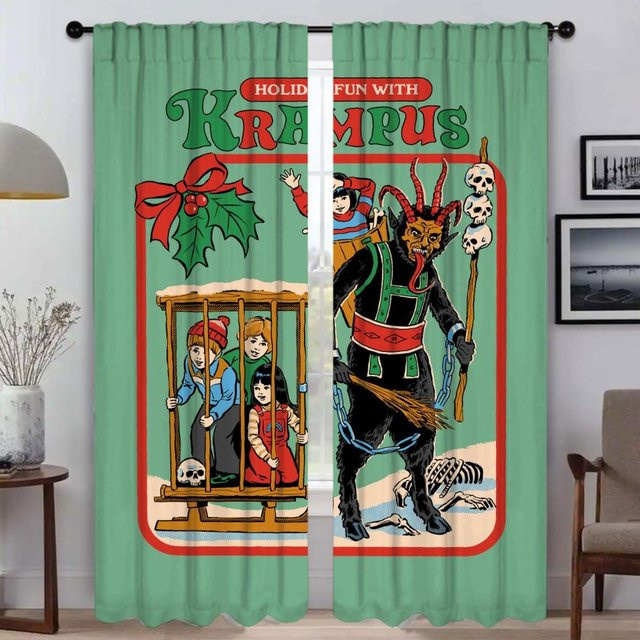 Elegante semi-transparente Raumvorhänge mit Grafikdesign in Grün, 2er-Set, Breite: 50 cm, Höhe: 70 cm - Bild 1