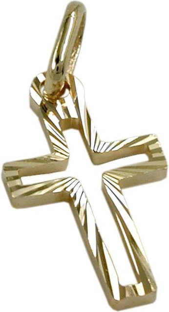 Gallay Anhänger Kreuz, 14Kt Gold, Diamant, 16x9mm, Unisex - Bild 1