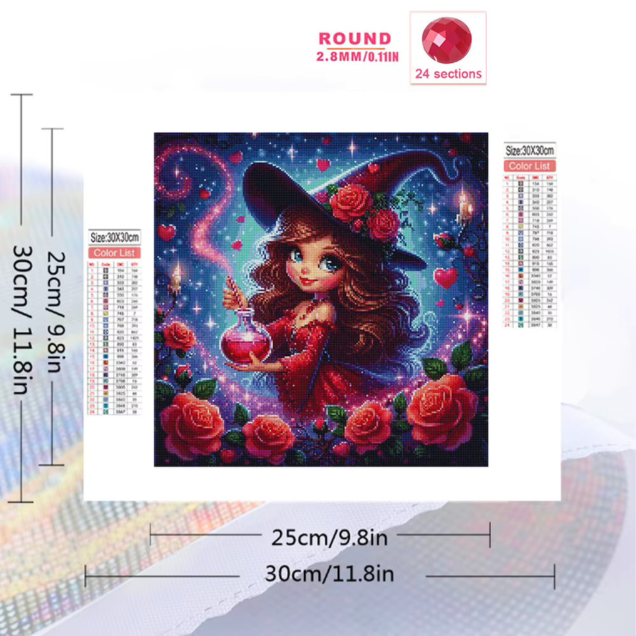 EverShine Diamantmalerei Elfenmädchen mit Rosen als Strass-Stickerei und Vollquadrat-Mosaik in Multicolour - Bild 2