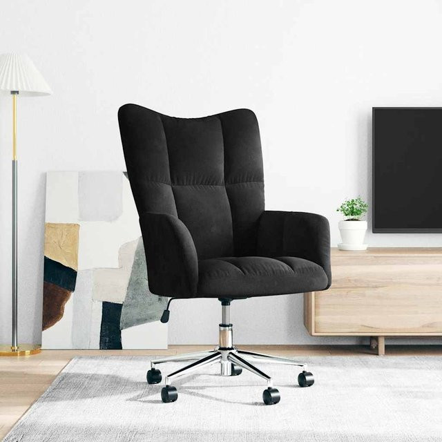 vidaXL Relaxsessel Schwarz aus Samt mit 360 Grad Drehsitz und Armlehnen - Bild 3