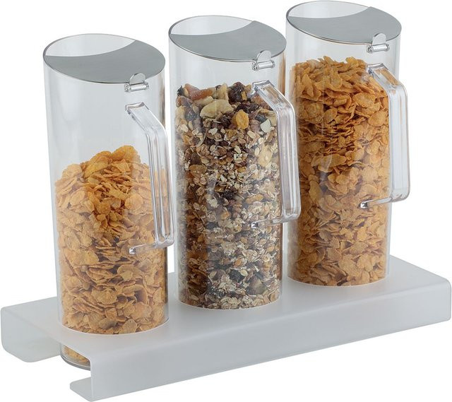 APS Cerealien-Bar mit Frischhaltedeckel, rund, weiß/transparent, Volumen: 3000 ml, B/T/H: 38 x 17 x 28,5 cm - Bild 1