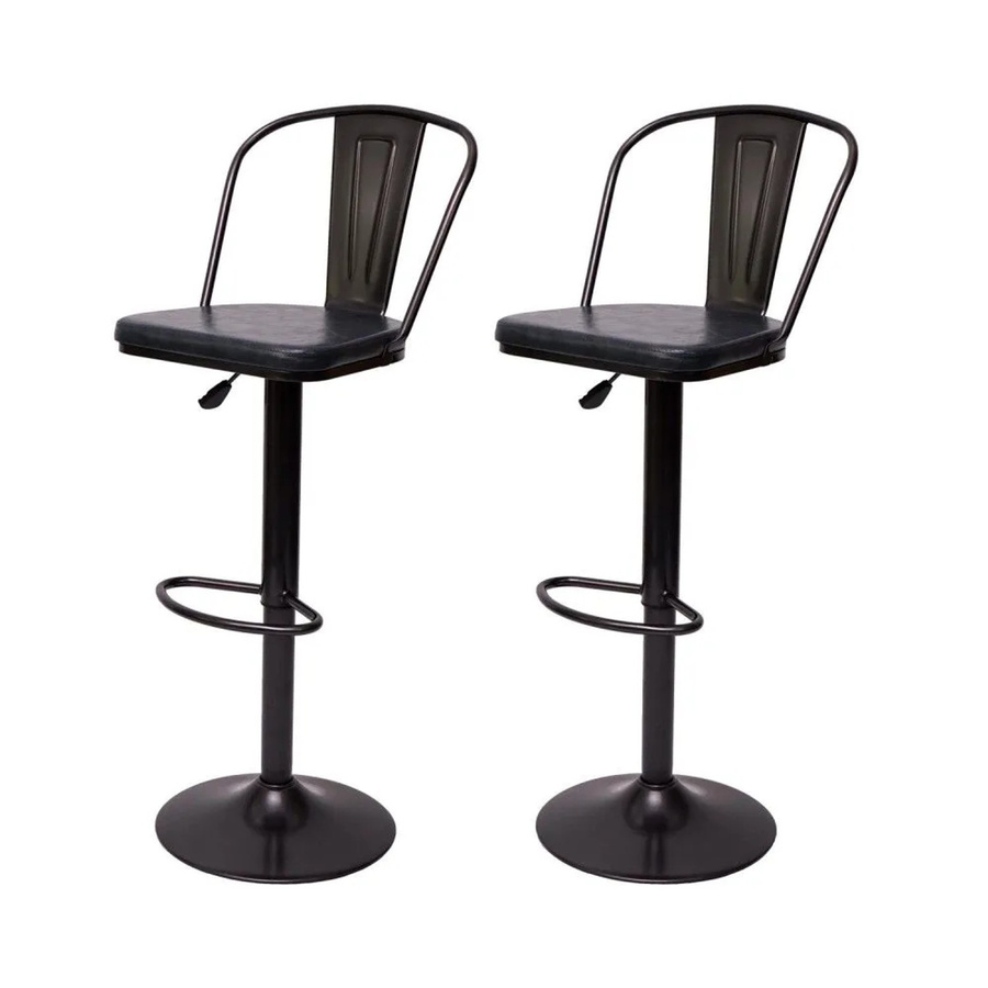 2er-Set Barhocker MCW-H10a Industrial, höhenverstellbar und drehbar, Kunstleder und Metall, grau - Bild 2