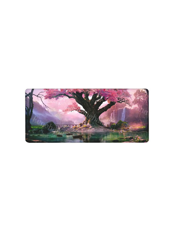 Eenehana XXL-Mauspad Waldlandschaft Multicolor, rutschfeste Schreibtischunterlage aus Gummi, B/B/H: 90 x 40 cm - Bild 6