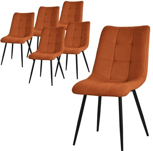 6er Set Esszimmerstühle ML-Design in Orange mit Polyesterbezug und Stahlbeinen - Bild 1
