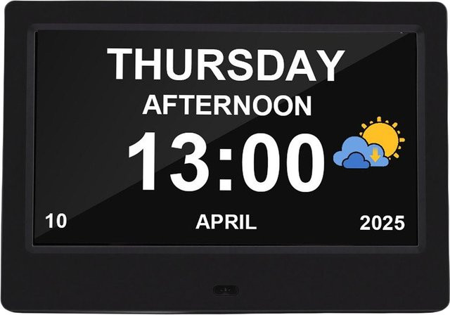 Digitale Kalenderuhr von Toys Arts mit 7 Zoll Display, Video- und Bildwiedergabe sowie automatischer Dimmung in Schwarz - Bild 1