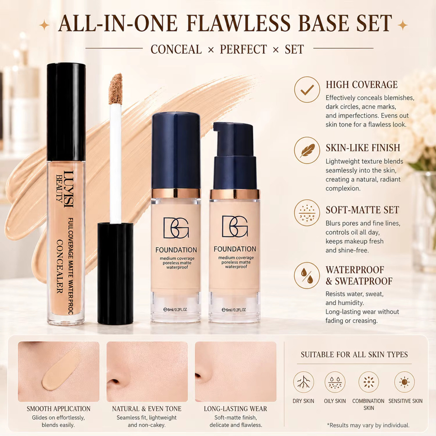 Concealer- und Foundation-Set, matt, wasserfest - Bild 3