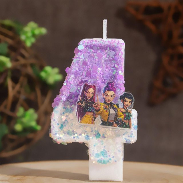 Yiran toy 1 Kpop Dämonenjäger Thema Kerzen für Geburtstagskuchen in Lila - Bild 1