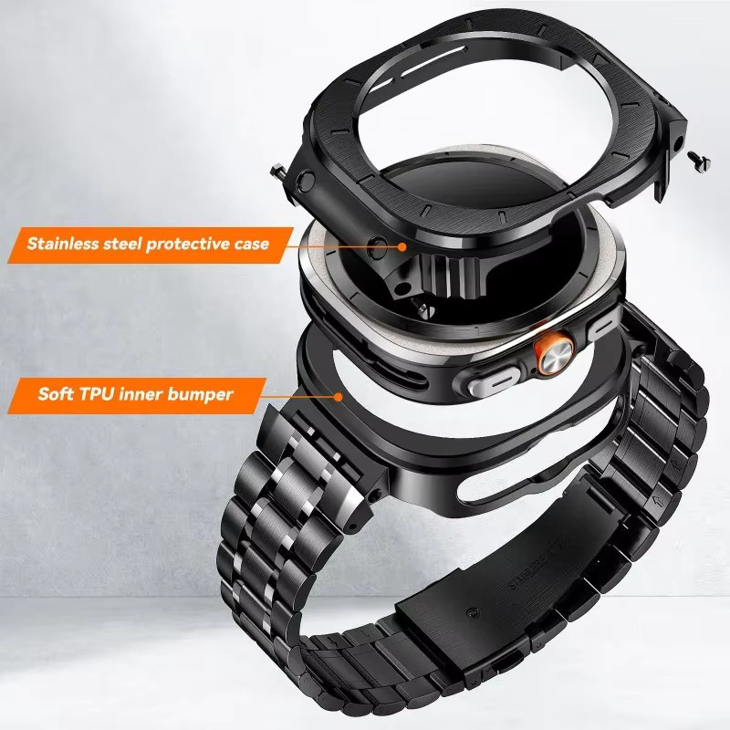 FancyWrist Uhrenarmband Set, Edelstahl, Gold Silber Schwarz, Samsung Galaxy Watch Ultra 47 mm - Bild 3
