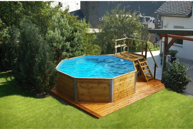 WEKA Achteckpool in Grau Grün und Beige B/T/H: 571 x 471 x 116 cm - Bild 1