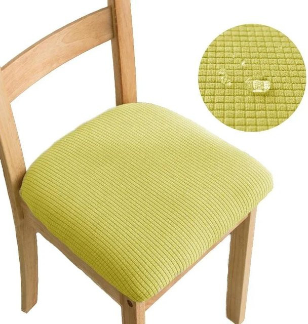 Bestbags Jacquard Stuhlhussen für Esszimmer, elastischer Stretch-Stuhlschutz in Gelb, abnehmbarer gepolsterter Kissenbezug - Bild 1