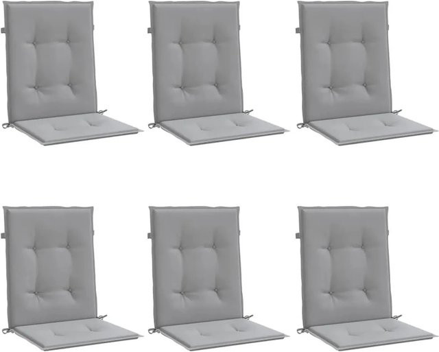 6er Set vidaXL Gartenstuhlauflagen für Niedriglehner aus grauem Oxford-Gewebe, wasserabweisend und atmungsaktiv, B/T: 50 x 40 cm - Bild 1