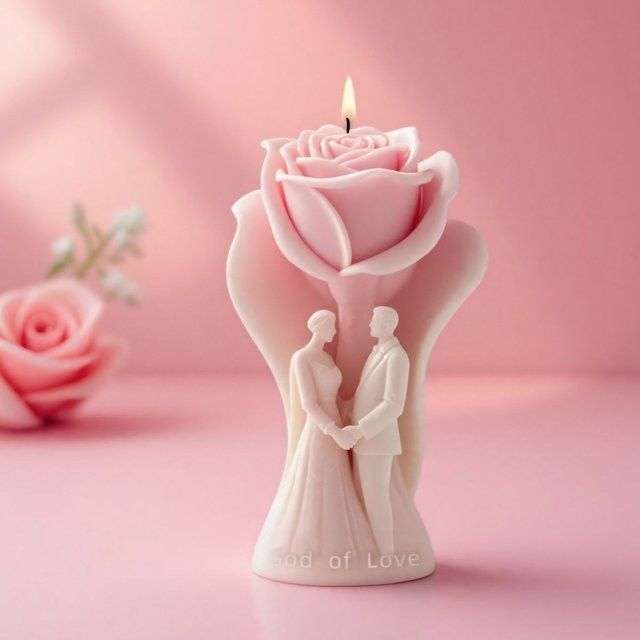 Silikonform für 3D Rose Braut und Bräutigam Skulptur Duftkerzen in Pink für romantische Hochzeits-DIY-Projekte - Bild 1