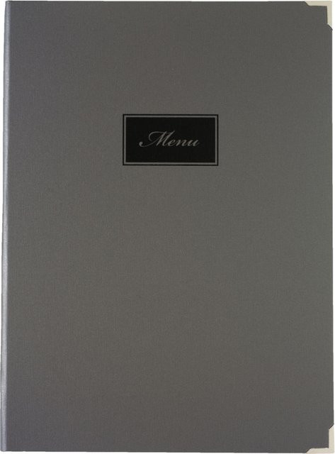 VEGA Speisekarte Oscar A4 in Grau mit Prägung MENU, 8 Seiten, B: 24,8 cm, H: 33,1 cm - Bild 1