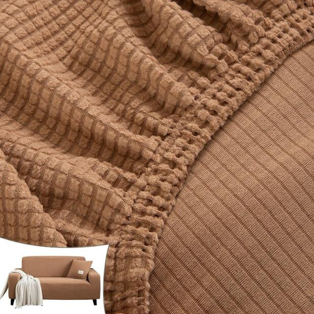 Jacquard Polarfleece Ecksofa-Abdeckung für L-Form Sofas, elastische Couch-Schutzhülle aus Polyester für 2-Sitzer, Breite: 145-185 cm - Bild 1