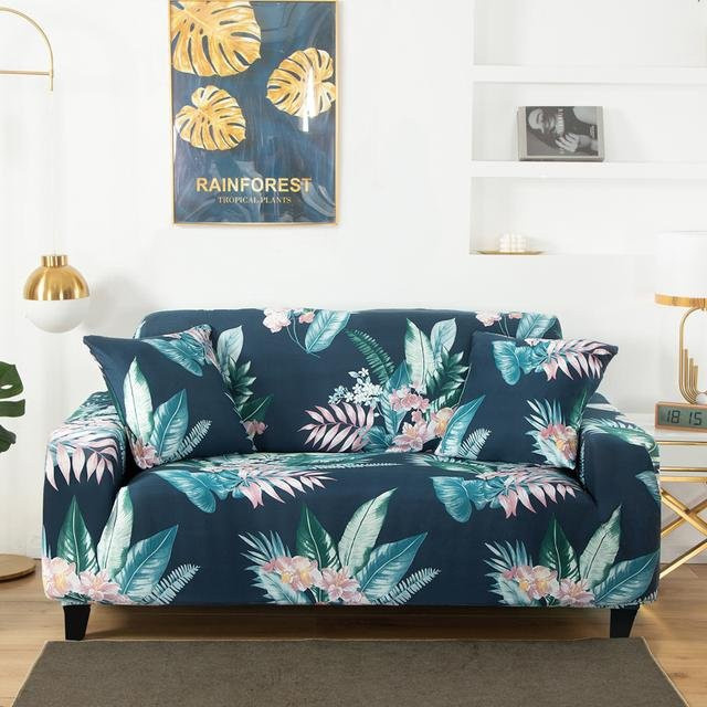 S-EMIGA Stretch-Sofabezug für Sessel, blau gestreift, elastischer Schonbezug mit rutschfester Oberfläche, Breite: 90-140 cm - Bild 1
