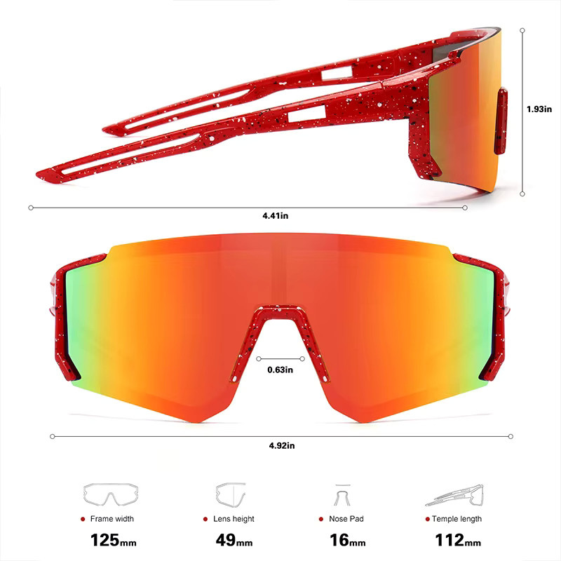 AWGSEE Sportsonnenbrille für Kinder, Vollrand, Wrap, Rot, Kunststoff - Bild 3
