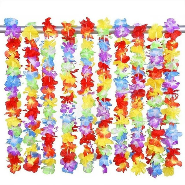 10 Stück AFYPRTY hawaiianische Blumenketten in Mehrfarbig, tropische Polyester-Blumengirlanden für Luau-Partys und Strandtanzpartys - Bild 1