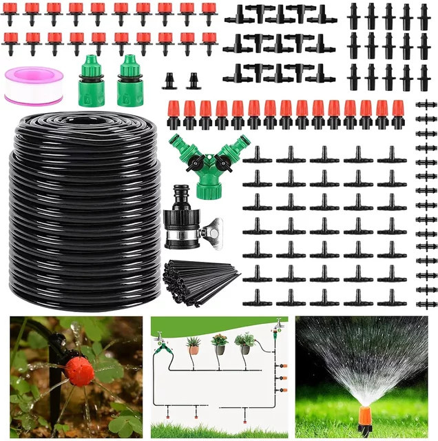 Tropfbewässerungssystem aus Kunststoff mit verstellbaren Düsen und Flow Control, Schwarz, Länge: 30 m - Bild 1