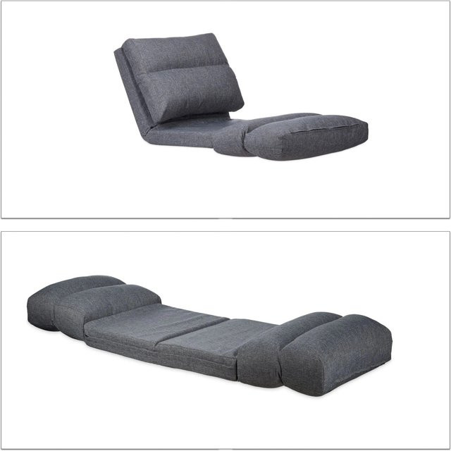Relaxdays Relaxliege Sessel in Grau, verstellbar und faltbar aus Polyester und Schaumstoff, B/T/H: 60 x 21 x 106 cm - Bild 1