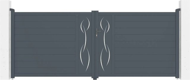 Casanoov Elektrisches Flügeltor Life aus Aluminium in Grau inklusive Ranger B150 Drehtorantrieb, B/H: 400 x 160 cm - Bild 1