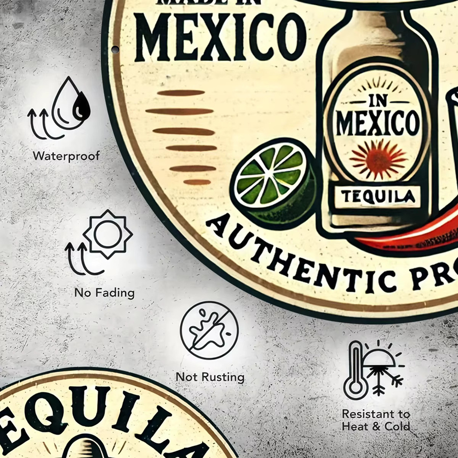 Potdemiel Tequila Wandkunstschild aus Metall im Vintage-Stil, Mehrfarbig, B/H: 20,3 x 20,3 cm - Bild 5
