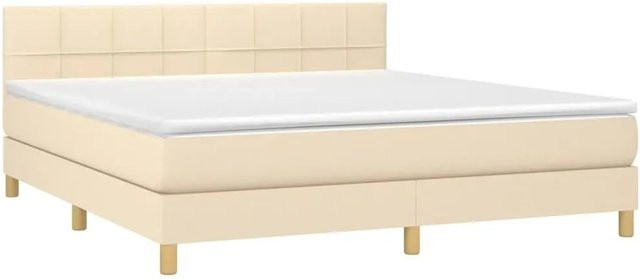 vidaXL Boxspringbett mit Matratze in Creme und Beige, Hybrid-Design mit Taschenfederkern, B/T/H: 180 x 200 x 88 cm - Bild 1