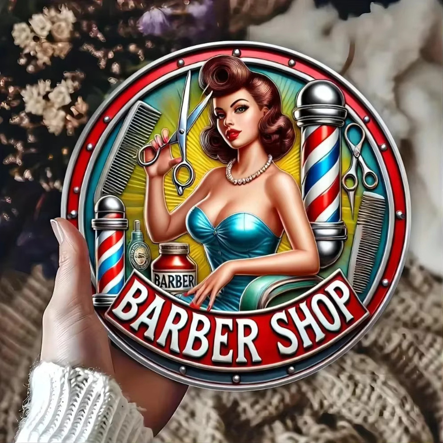 Potdemiel Sexy Lady Friseur-Wandkunst zur Wandmontage für Salons und Schönheitsräume - Bild 4