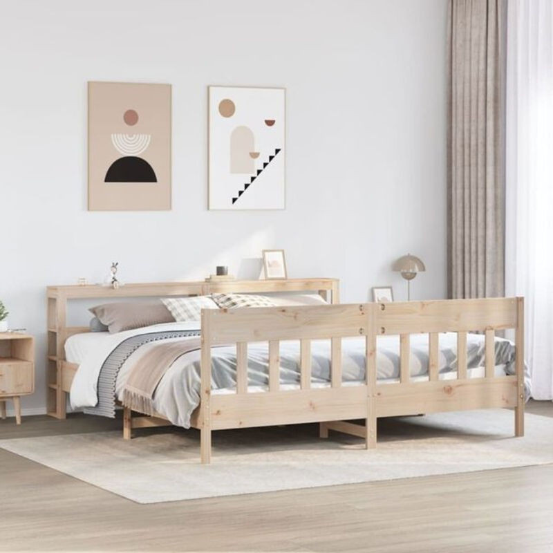 Massivholzbett Vidaxl aus Kiefer in Braun im Landhaus- und Skandinavischen Stil, B/T: 200 x 200 cm - Bild 1