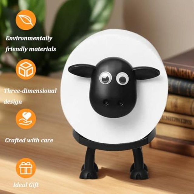 Toilettenpapierhalter Schaf von Fan Xiang in Schwarz mit 3D-Design, selbstklebend und freistehend - Bild 1