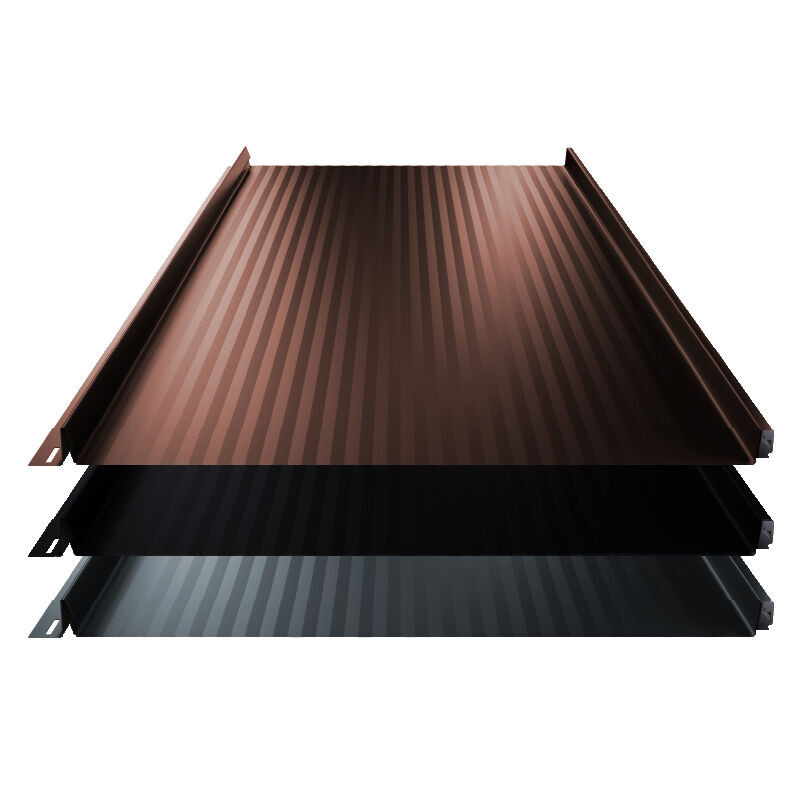Stehfalz Terrano Dach und Wand von Blachotrapez GmbH aus Aluminium in Braun mit Miniwelle, Materialstärke 0,60 mm, Breite: 52,5 cm und 25 µm Mattbeschichtung - Bild 1