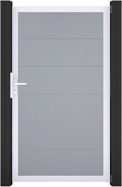 GroJa Steckzaun Tor BasicLine Universal-DIN EV1 einflügelig in Silbergrau - Bild 1
