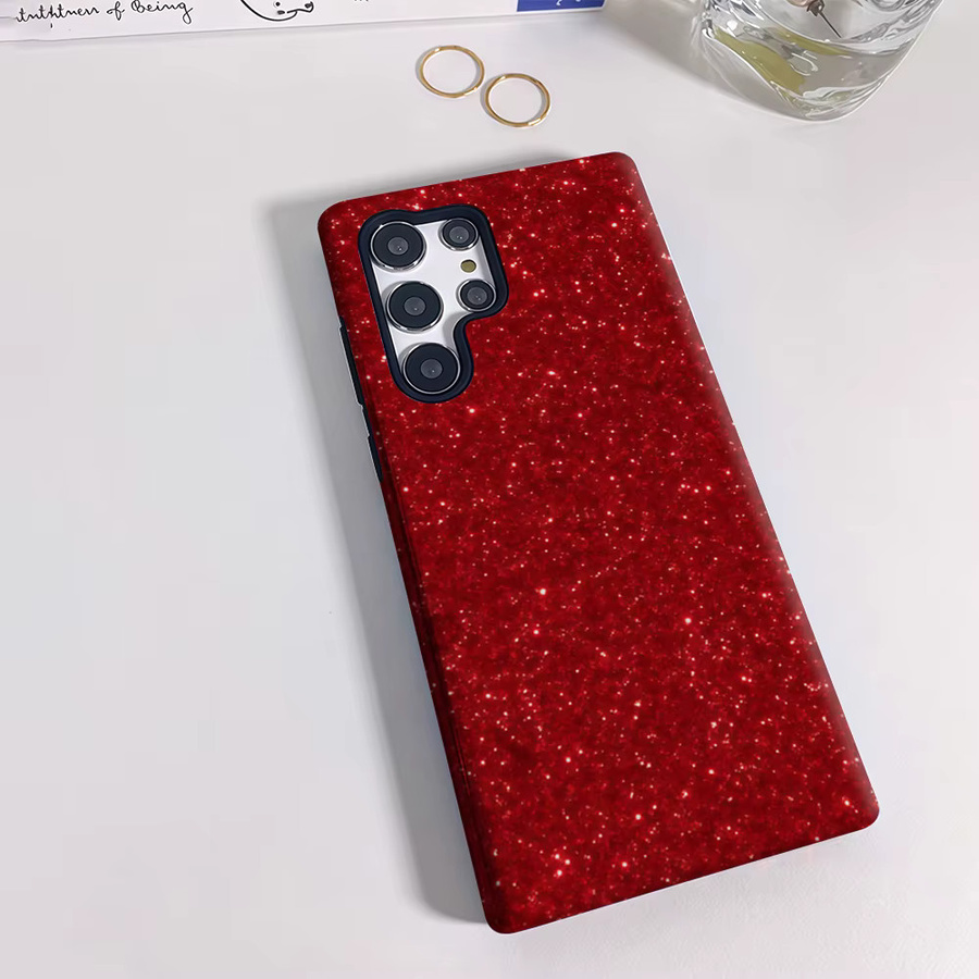Stoßfeste doppellagige Handyhülle mit rotem Glitzer-Diamant-Design für Samsung Galaxy S25 Ultra, S24 und S23 Ultra Plus - Bild 2