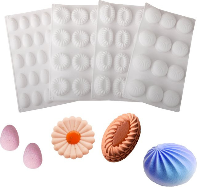 Meibum Silikonform Wellenkugel Gänseblümchen Creme Spitze für Mousse, Kuchen und Schokolade, Mehrfarbig - Bild 1