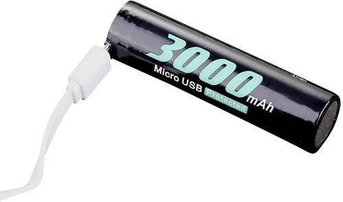 Soshine 18650 Li-Ion Akku mit Micro-USB Anschluss, 3,6V, 3000 mAh, Schwarz - Bild 1