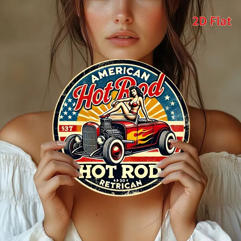 Vintage Americana Hot Rod Retro Metall Wanddekoration von Potdemiel, rund, Durchmesser: 20 cm - Bild 2