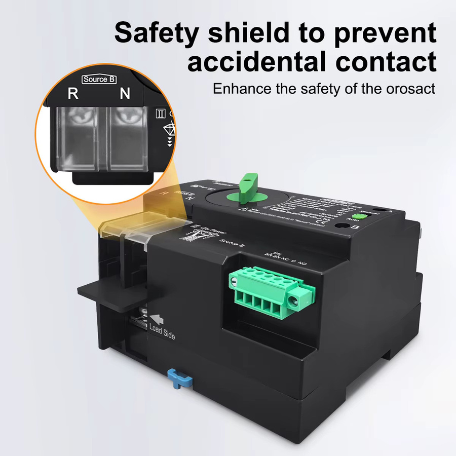 TOMZN ATS Dual Power Automatischer Umschalter für DIN-Schiene, 2P, Farbe: Schwarz - Bild 4