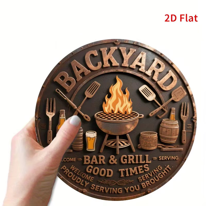Vintage-Metallschild Potdemiel zur Dekoration von Grill und Bar, braun, Durchmesser: 20,0 cm - Bild 3