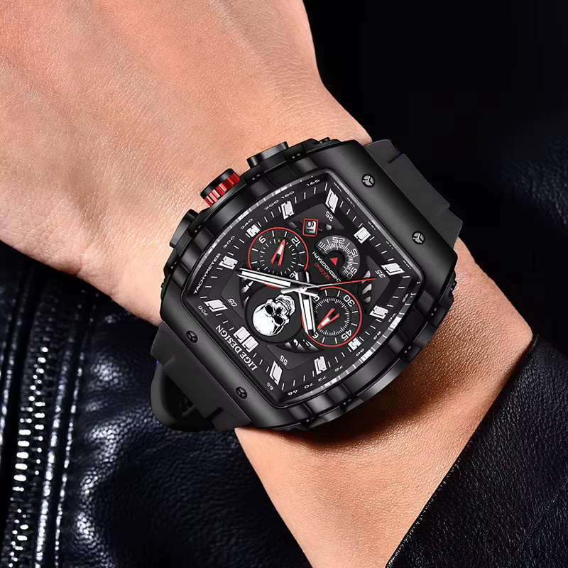 LIGE Armbanduhr Chronograph, Quarz, Blau, Silikon, Herren - Bild 4