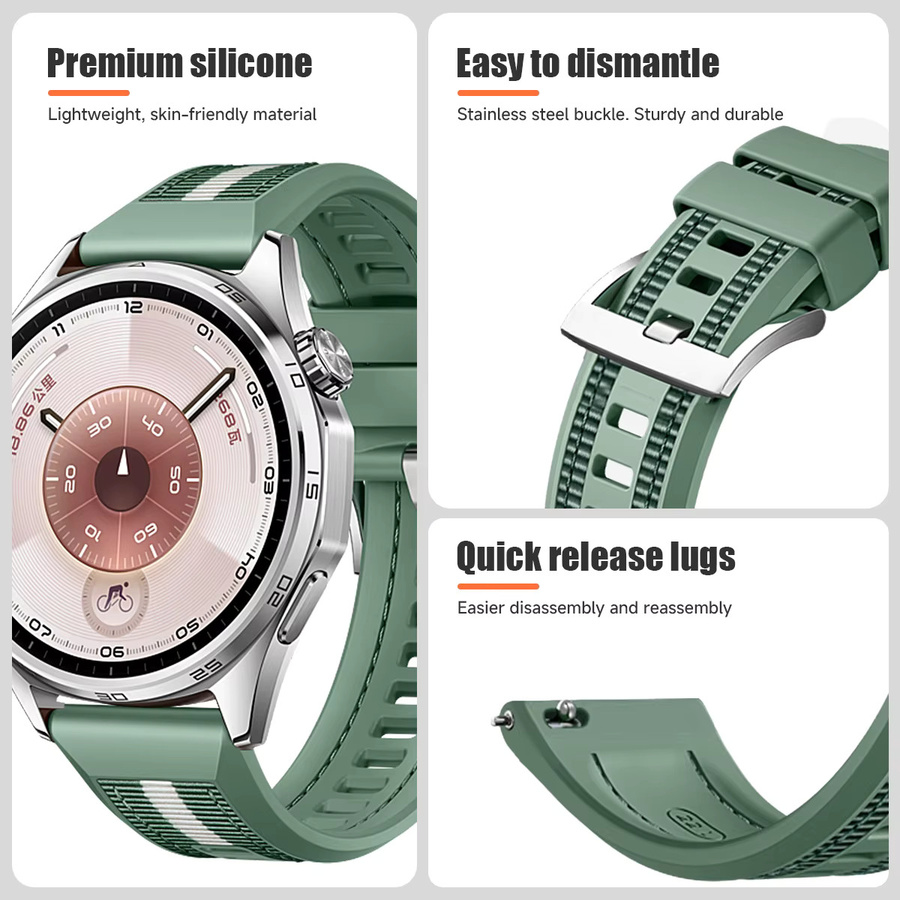 OAKCHARM Uhrenarmband Silikon, grau, Unisex, Huawei Watch GT6 Pro 46 mm - Bild 3