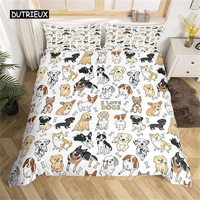 Binchi Outdoor Product Kinder-Bettwäsche-Set mit Hundemotiv, 3-teilig, Weiß, B/H: 140 x 200 cm - Bild 1